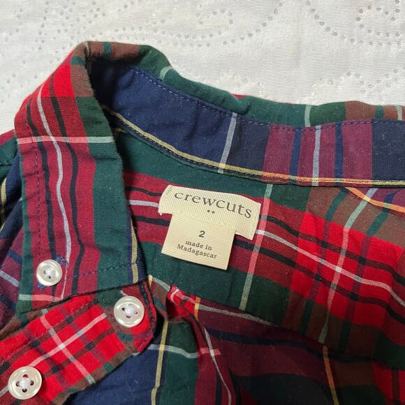 Crewcuts Holiday Plaid Button Up Shirt Size 2 - Picture 5 of 5